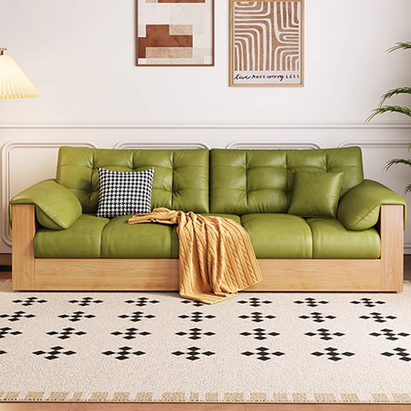 Green leather sleeper sofa discount